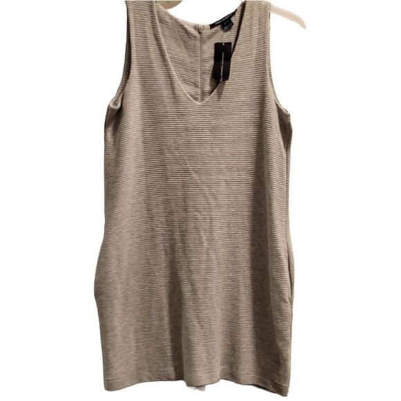 French Connection Grey Ribbed Tank Dress Pockets Womens 10 NWT - Picture 4 of 11